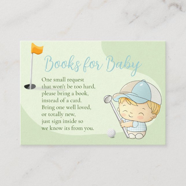 Golf Baby Shower Cute Boy Par-Tee Book Request Enclosure Card (Front)