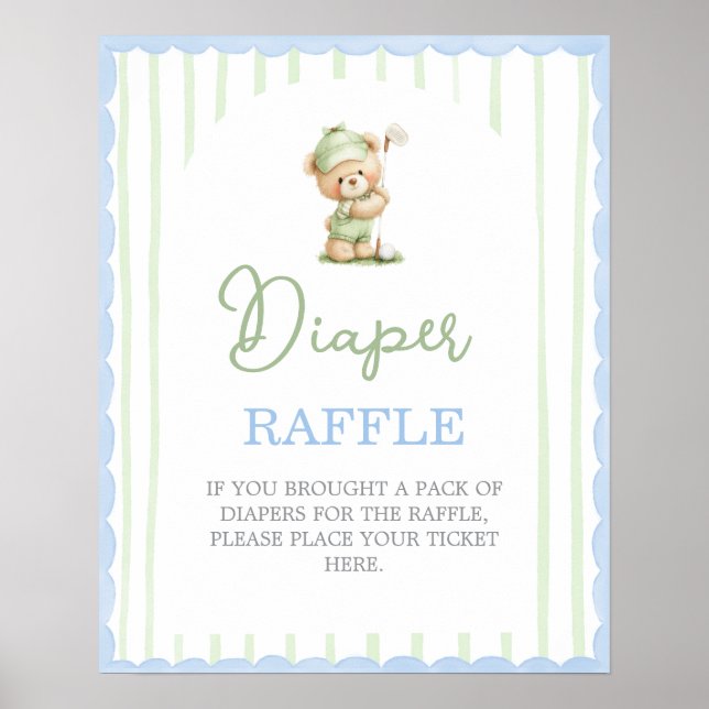 Golf baby shower Diaper Raffle sign (Front)