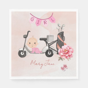 Golf baby shower girl pink themed napkin