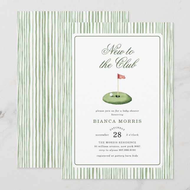 Golf Baby Shower Invitation (Front/Back)
