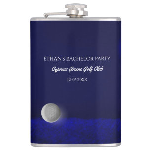 Golf Bachelor Party golf ball and course navy blue Hip Flask