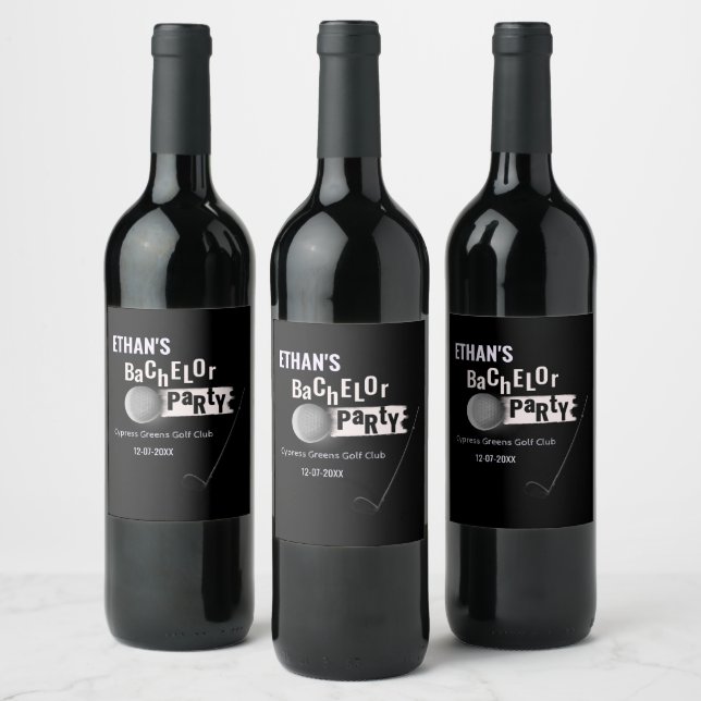 Golf bachelor party Golfing Golfer Minimal Stylish Wine Label (Bottles)