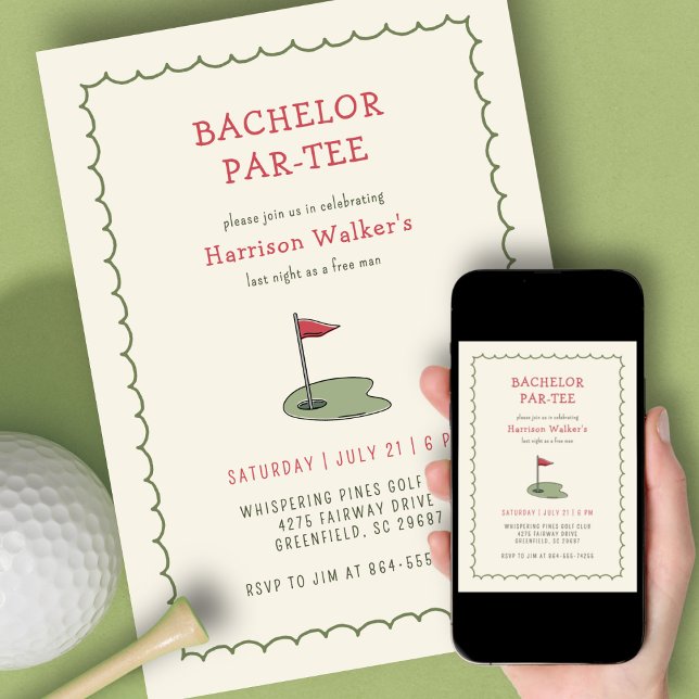 Golf Bachelor Party Hand Drawn Modern  Invitation (Creator Uploaded)