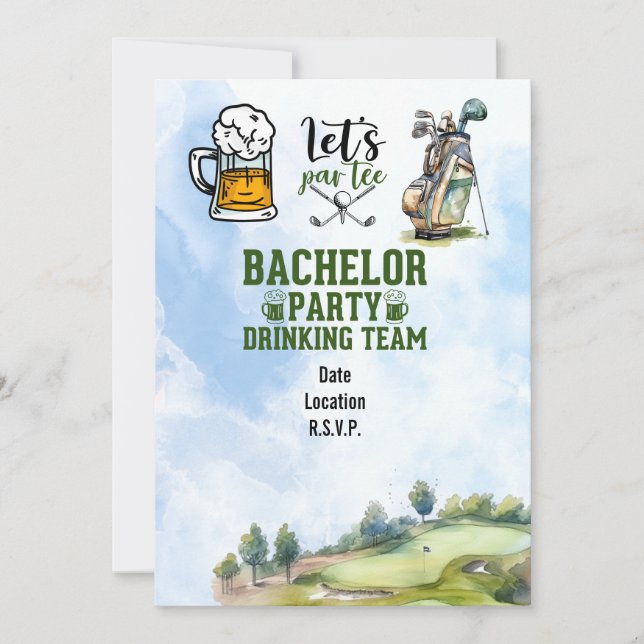 Golf bachelor Party invitation save  date golfer (Front)
