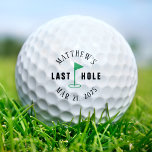 Golf Bachelor Party Last Hole Balls<br><div class="desc">These custom golf balls feature the playful phrase "Last Hole" along with a golfer image, making them a fun and memorable addition to a golf-themed bachelor party. Personalise them with the groom's name and date for a unique keepsake. Ideal for the groom and his friends, these golf balls add a...</div>