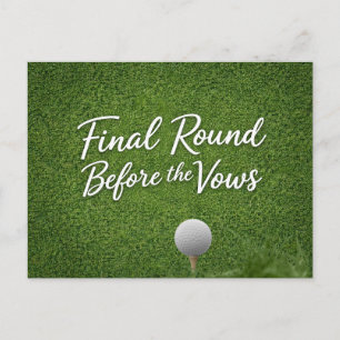 Golf Bachelor themed on green grass Postcard