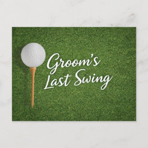 Golf Bachelor themed on green grass Postcard