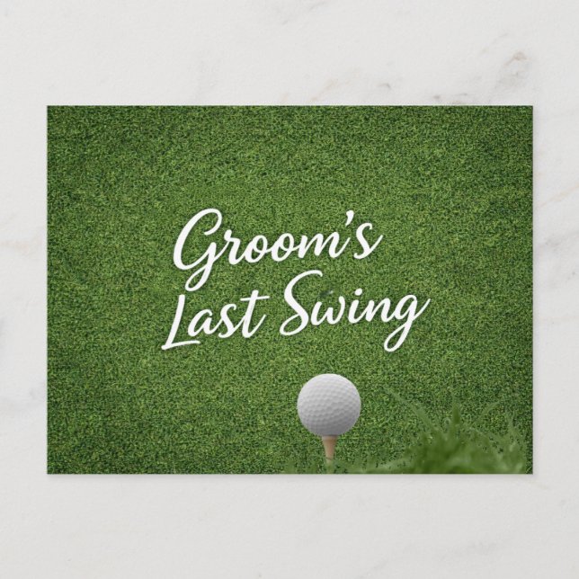 Golf Bachelor themed on green grass Postcard (Front)