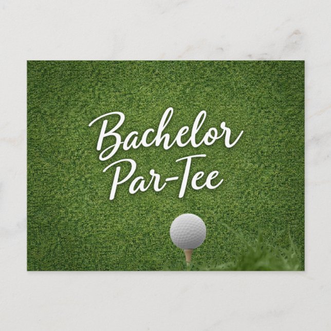 Golf Bachelor themed on green grass Postcard (Front)