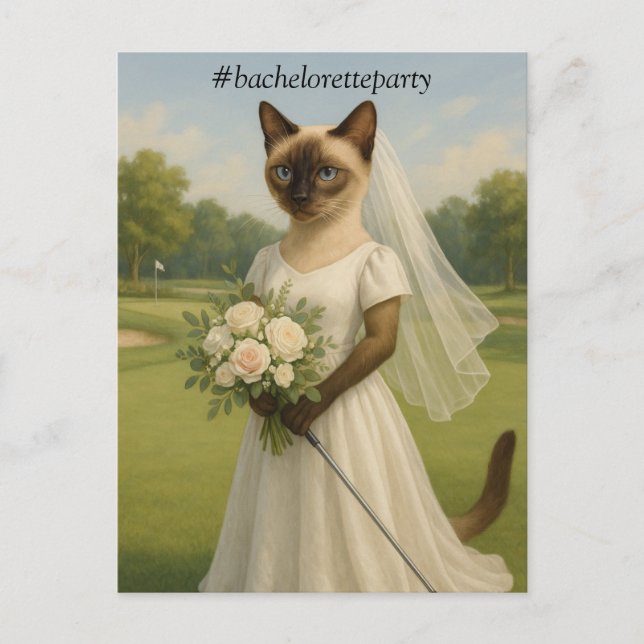 Golf BACHELORETTE party for Cat Lovers Postcard (Front)