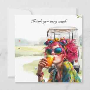 Golf Bachelorette Party for Woman golfer Thank You Card
