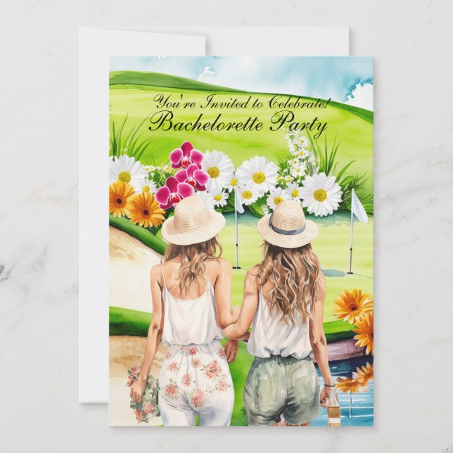 Golf Bachelorette Party on golf course Invitation (Front)