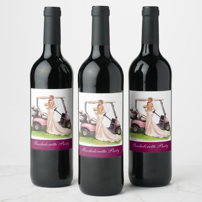 Golf Bachelorette Party on golf course Wine Label (Bottles)