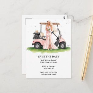 Golf Bachelorette woman golfer is golfing Postcard
