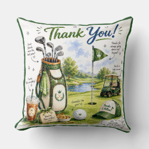 Golf Bag and Cart with Thank you on Putting Green Cushion