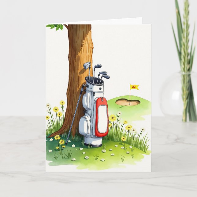 Golf Bag Fathers Day Scene Card (Front)