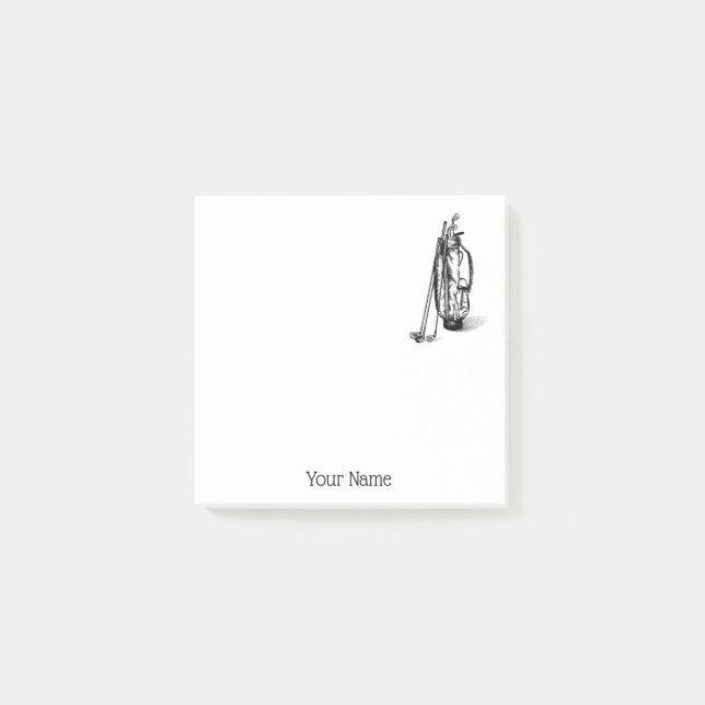 Golf Bag Golf Clubs Black Post-it Notes (Front)