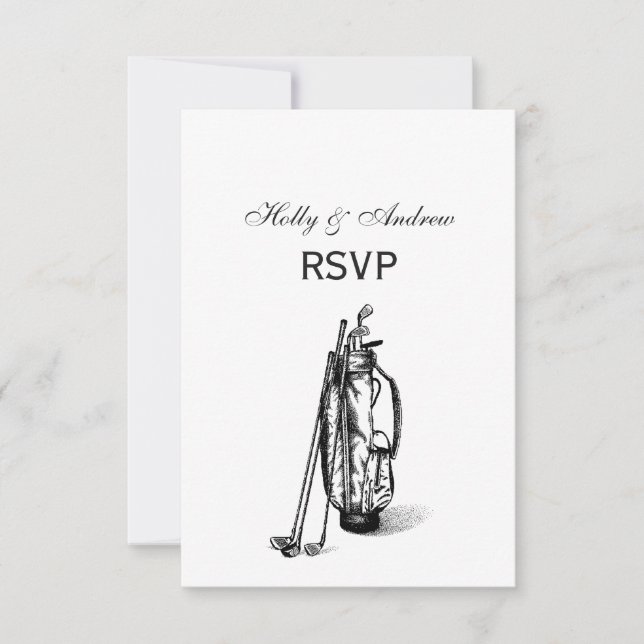 Golf Bag Golf Clubs Black RSVP Card (Front)