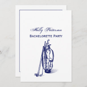 Golf Bag Golf Clubs Blue Invitation