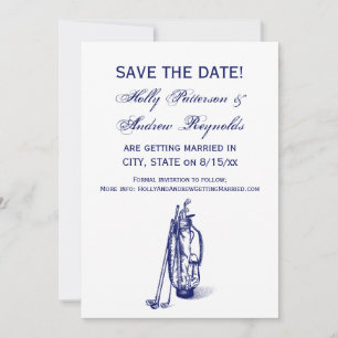 Golf Bag Golf Clubs Blue Invitation