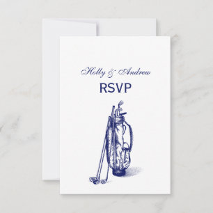 Golf Bag Golf Clubs Blue RSVP Card
