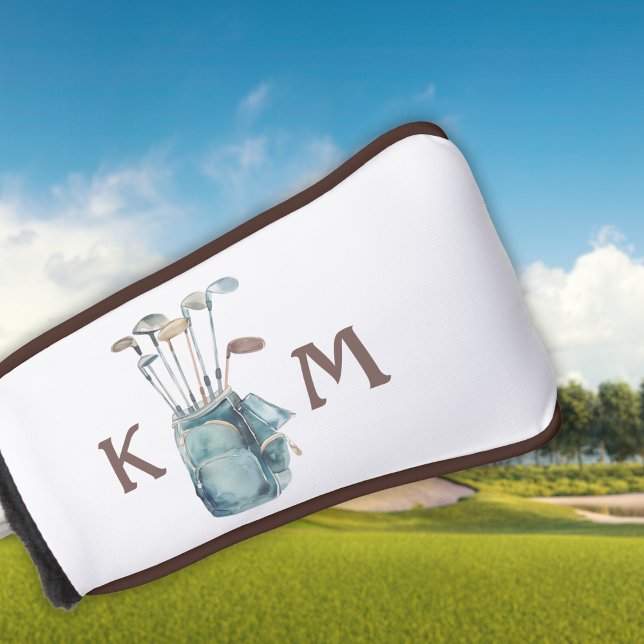 Golf Bag Monogram Personalise Modern Casual Putter Golf Head Cover (Creator Uploaded)