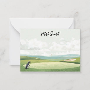 Golf Bag on the Course with Name for Golfer Card