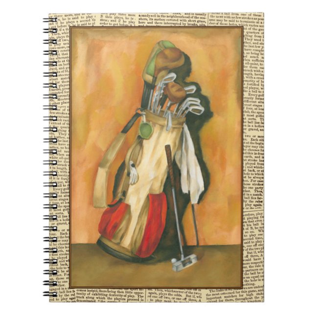 Golf Bag with Glove by Jennifer Goldberger Notebook (Front)