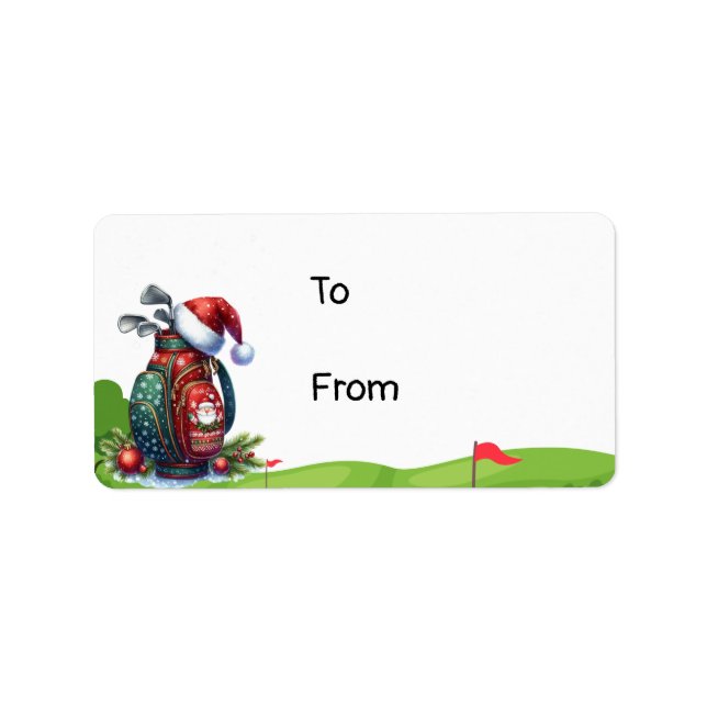 Golf bag with Santa Hat for Golfer Label (Front)
