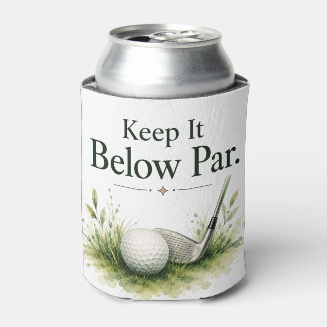 Golf bag with text on green can cooler (Can Front)