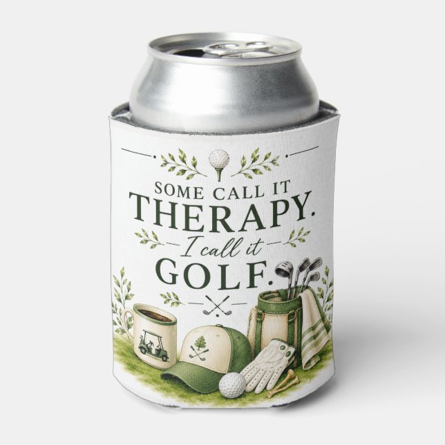 Golf bag with text on green can cooler (Can Front)