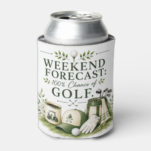 Golf bag with text on green can cooler