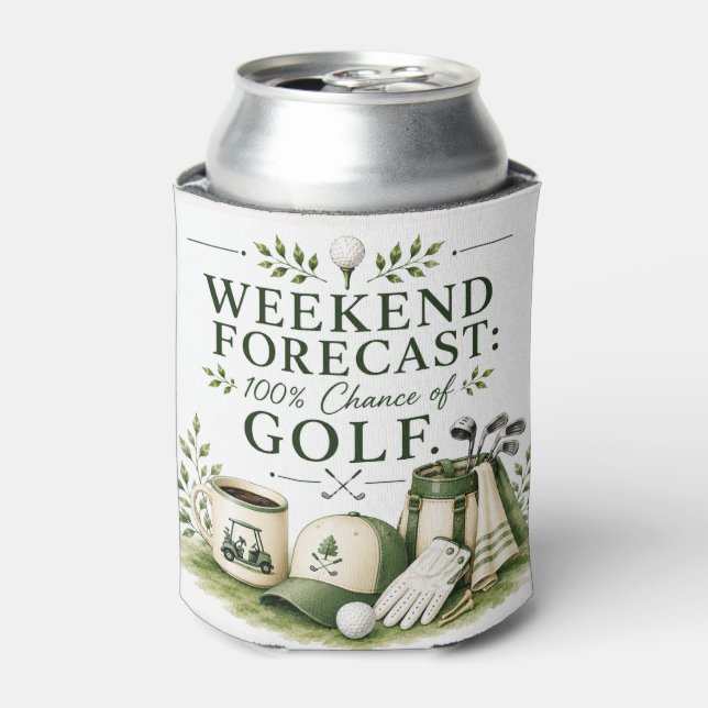 Golf bag with text on green can cooler (Can Front)