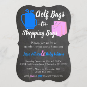 Golf Bags or Shopping Bags Gender Reveal Invite