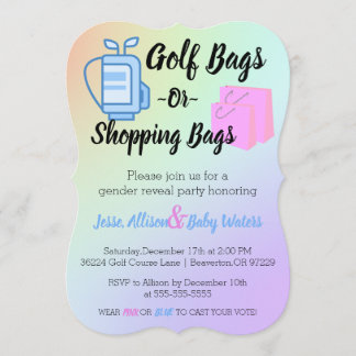 Golf Bags or Shopping Bags Gender Reveal Invite