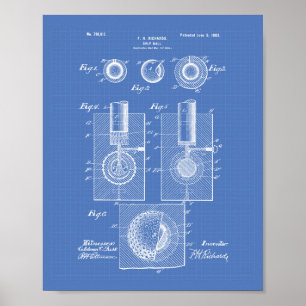 Golf Ball 1902 Patent Art - Blueprint Poster