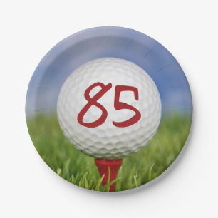 Golf ball 85th birthday paper plate