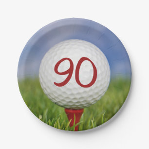 Golf ball 90th birthday paper plate