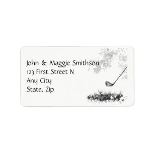Golf Ball and Club Art Custom Address Label