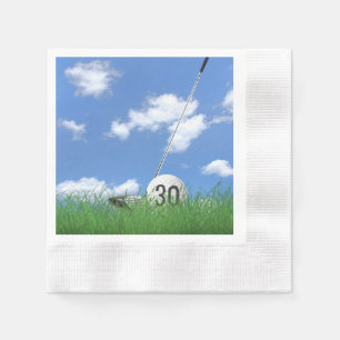 golf ball and club for 30th birthday napkin