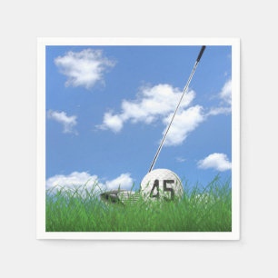 golf ball and club for 45th birthday napkin