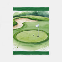 Golf ball and Flag on Putting Green