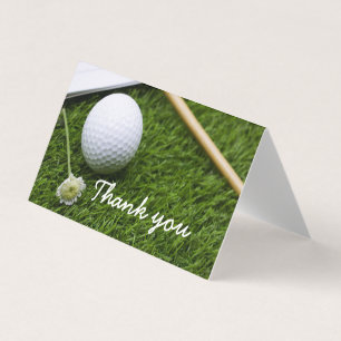 Golf ball and flower Thank you fold card