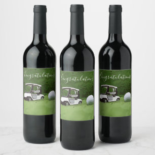 Golf ball and golf cart Congratulations Wine Label