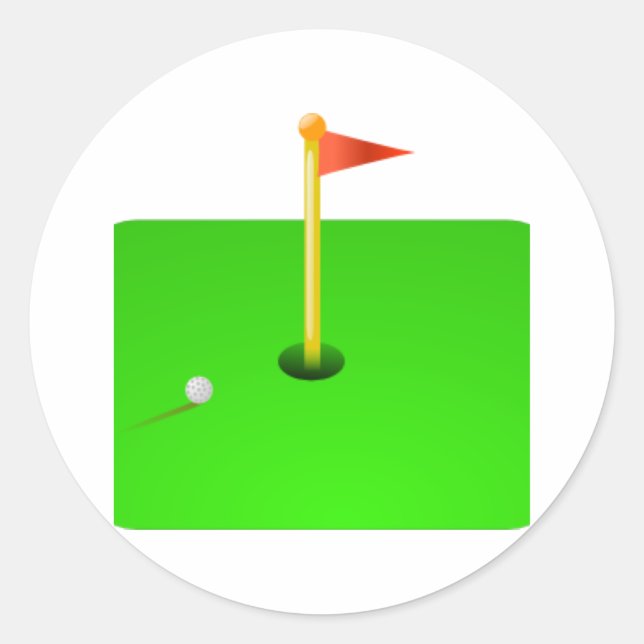 Golf Ball and Golf Flag Classic Round Sticker (Front)