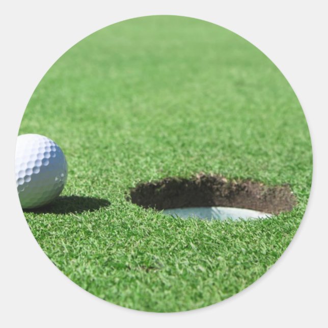 Golf Ball and Hole Classic Round Sticker (Front)