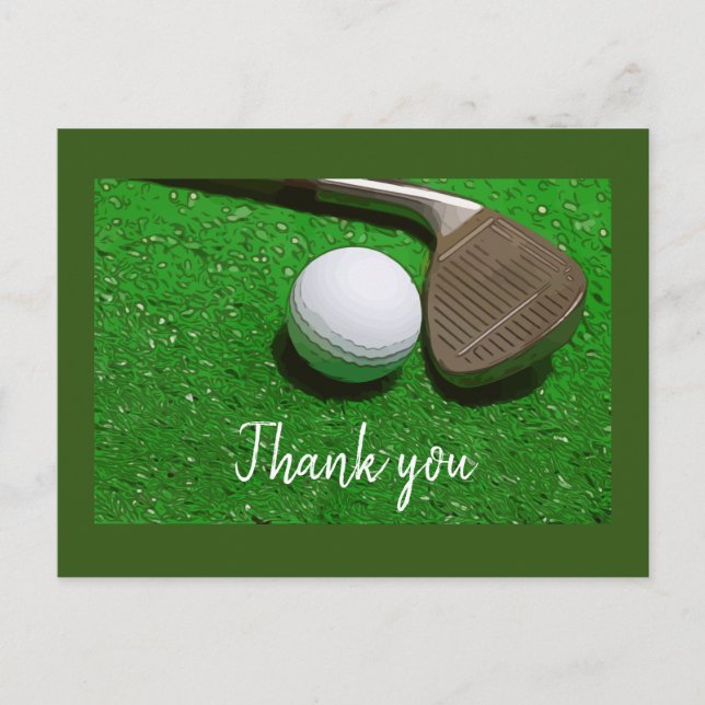 Golf ball and Iron on green Thank you card (Front)