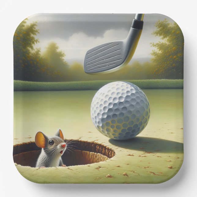 Golf Ball And Mouse Paper Plate (Front)