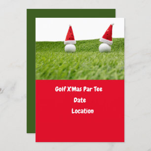 Golf ball and Santa Hat for Christmas Holiday Golf Invitation