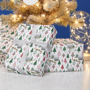 Golf Ball and tee Christmas Holiday theme Wrapping Paper